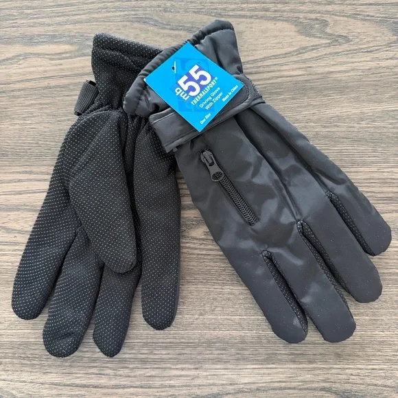 NEW! | Men's mb55 Thermalsport Black Driving Gloves with Zipper | One Size | NWT - Picture 2 of 5